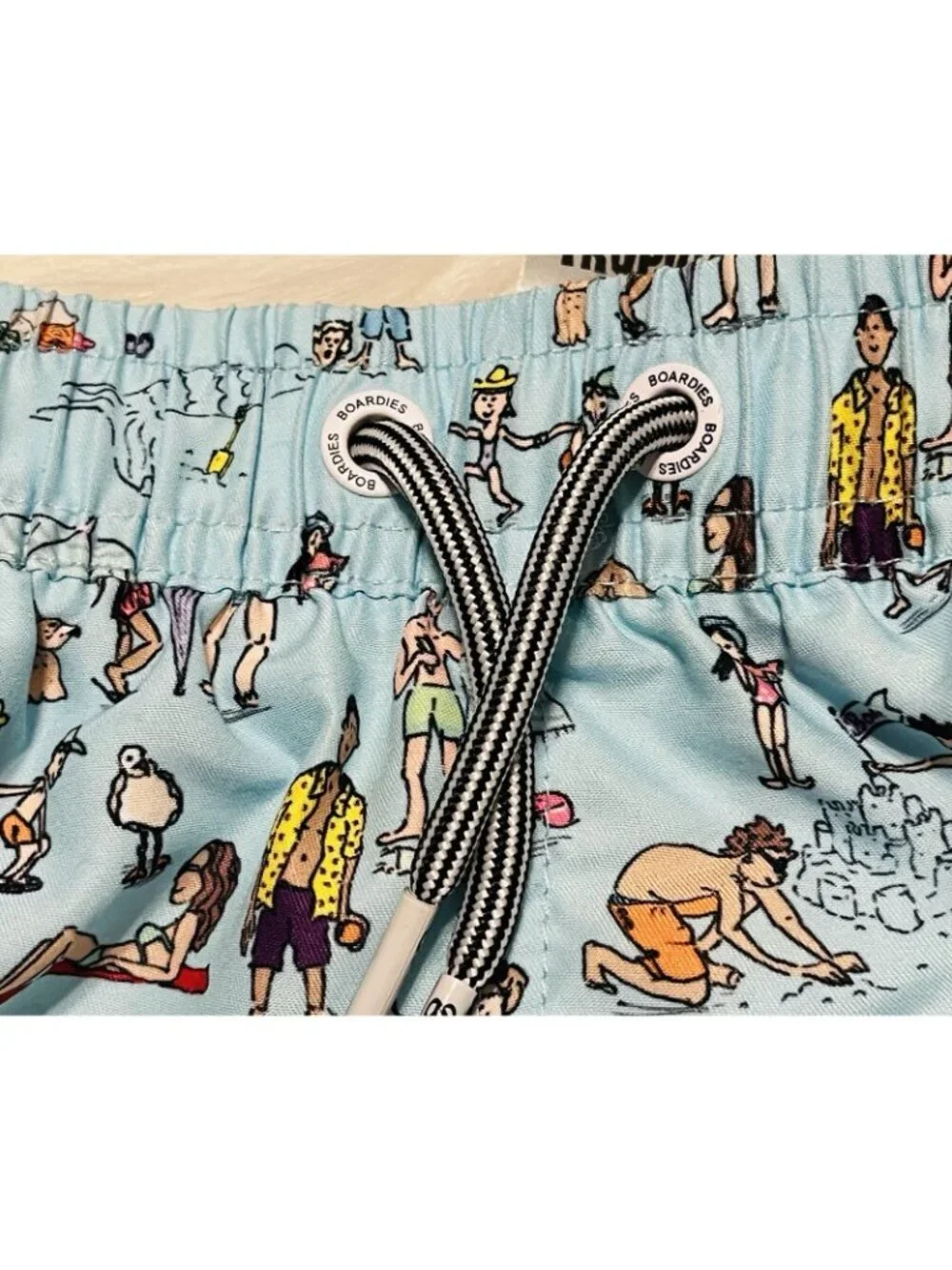 NEW Boardies Apparel Boy's Beach Folk Swim Trunks Light Blue Wet Bag Age 3/4Y